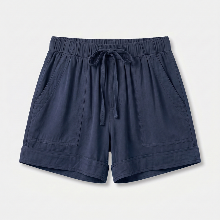 Isla | Patch Pockets Cotton Shorts with Cuffed Hem