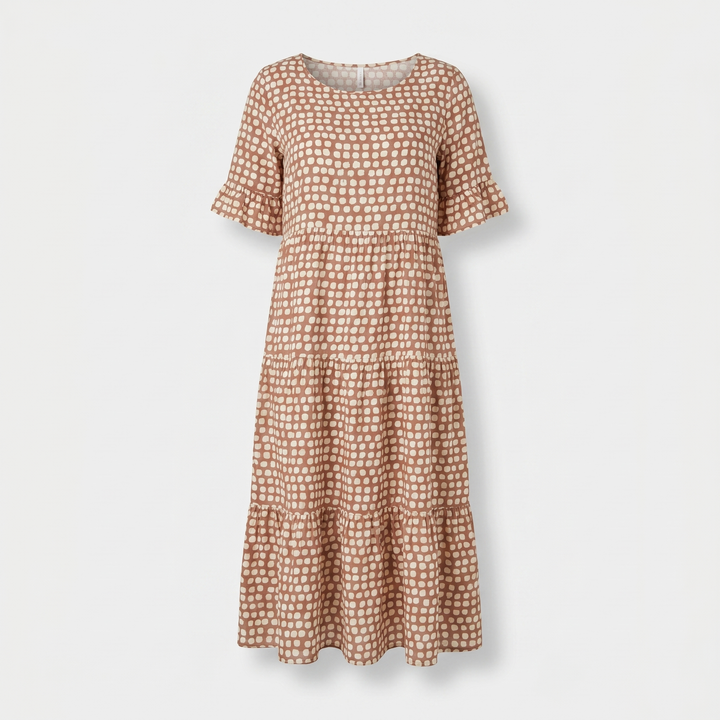 Bella | Polka Midi Dress with Ruffle Short Sleeves