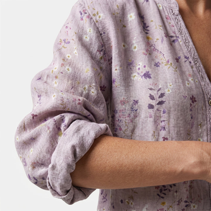 Celine | Printed V-Neck Long Sleeve Blouse