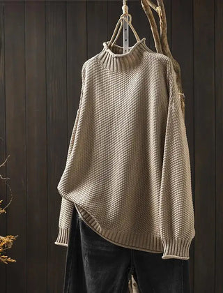 Barbara relaxed knit jumper in Beige by Cévora London