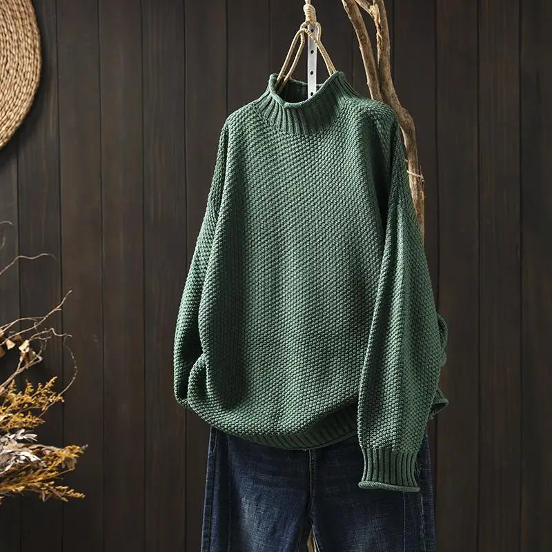 Barbara relaxed knit jumper in Green by Cévora London