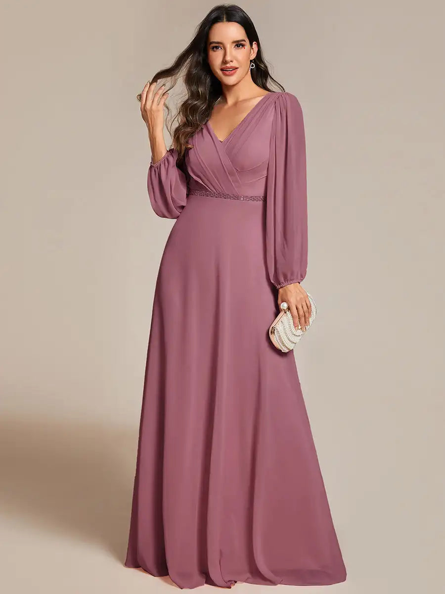 Vivienne | Long Sleeve Sequin Evening Gown