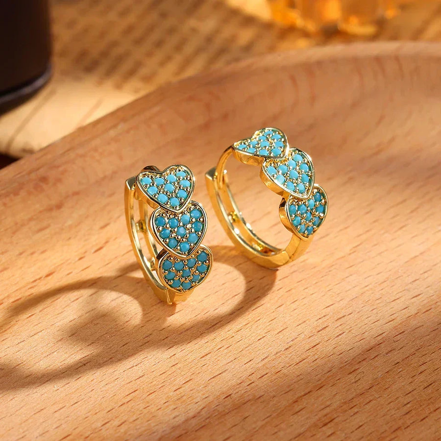 Turquoise Heart Hoop Earrings