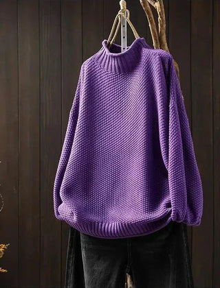 Barbara relaxed knit jumper in Purple by Cévora London