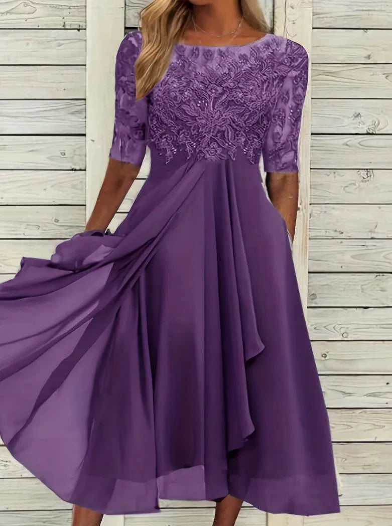 Camille | Chiffon Lace Evening Dress