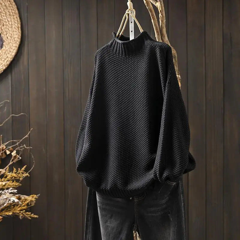 Barbara relaxed knit jumper in Black by Cévora London