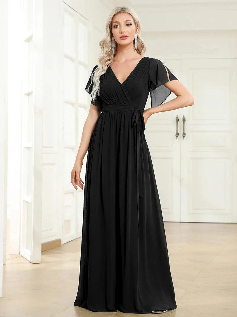 Simone | Classic A-Line Chiffon Evening Gown