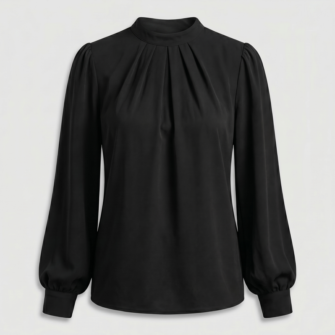 Amelia | Blouse with Round Neckline and Puff Sleeves
