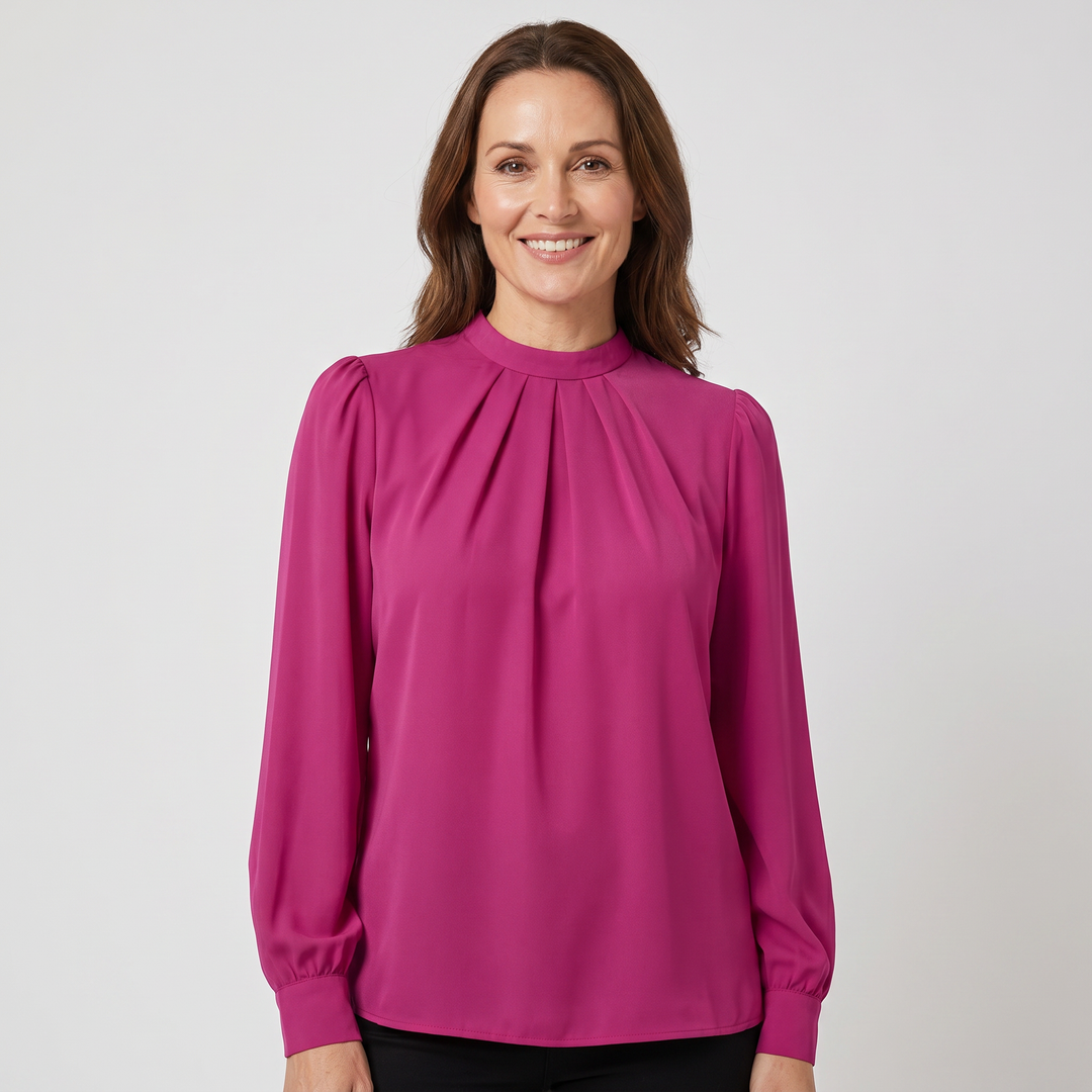 Amelia | Blouse with Round Neckline and Puff Sleeves