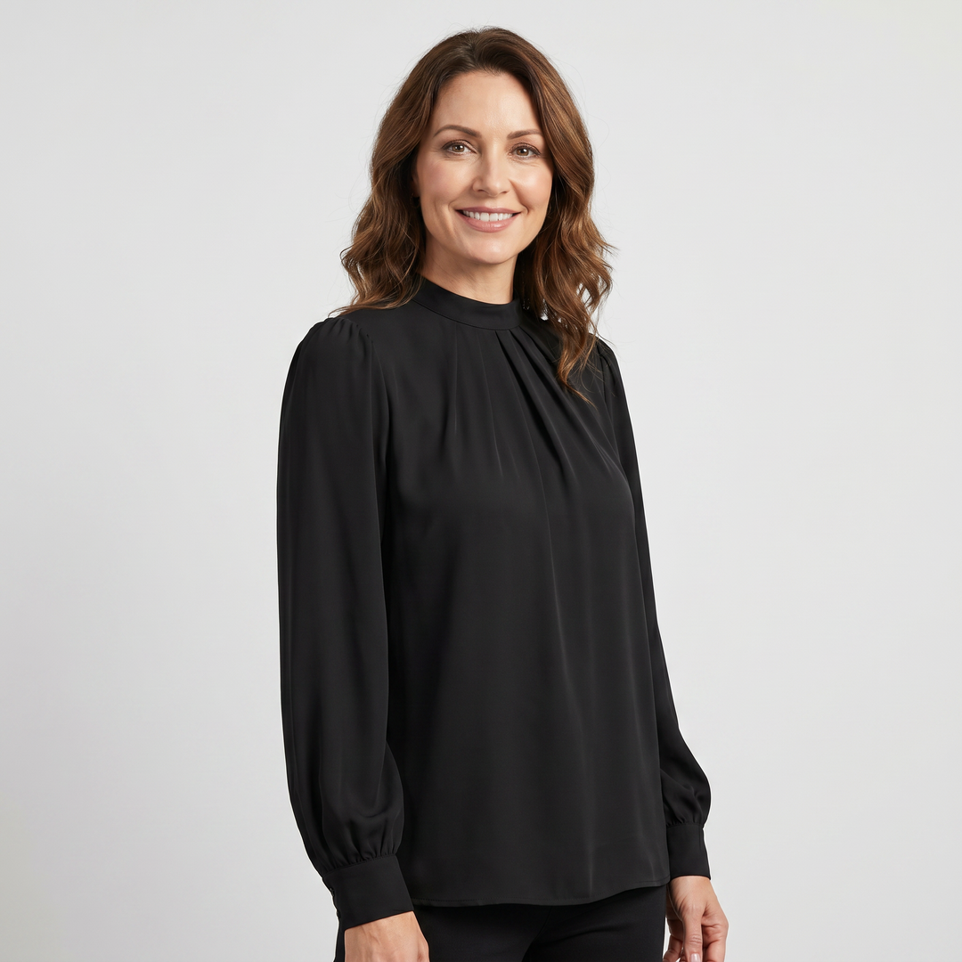Amelia | Blouse with Round Neckline and Puff Sleeves