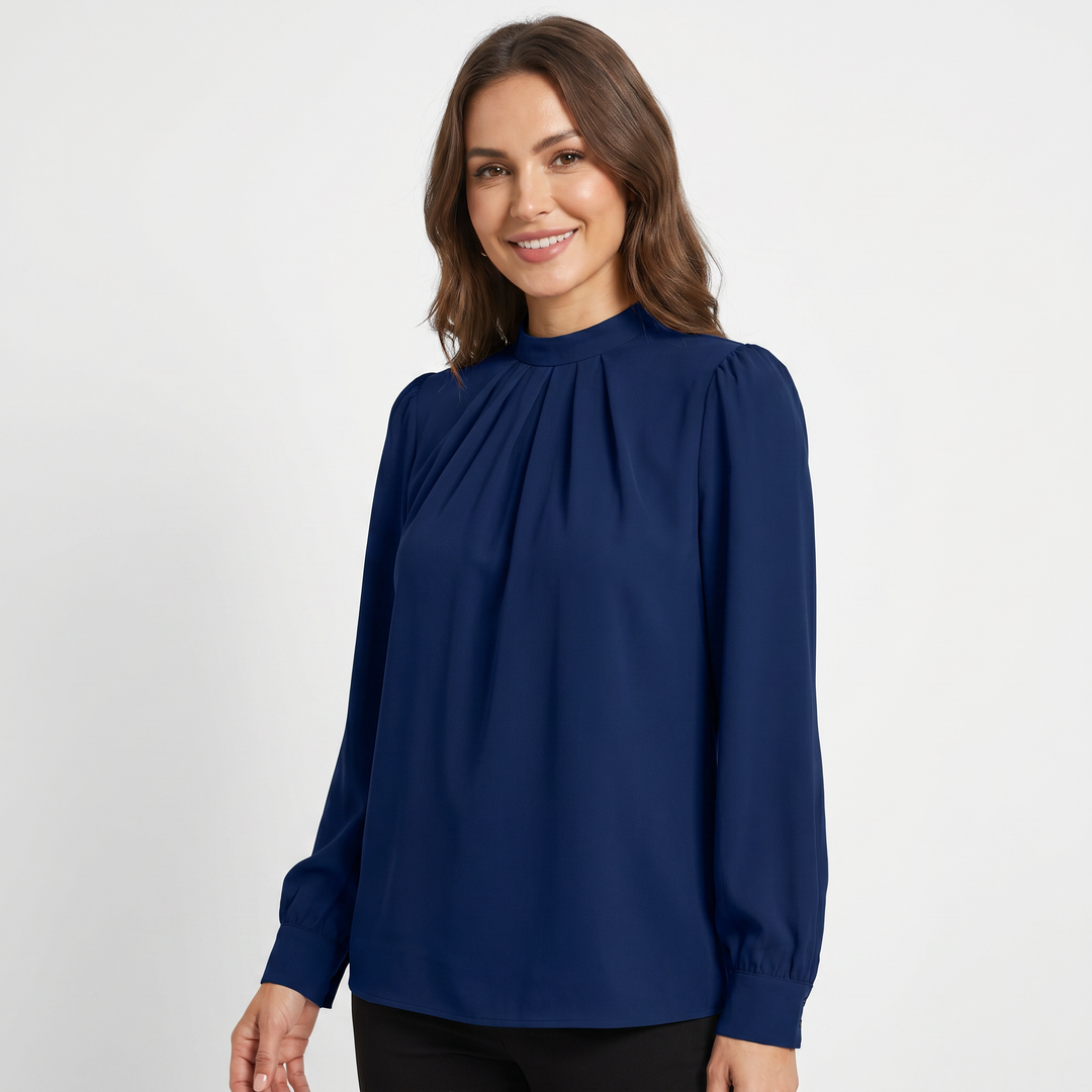 Amelia | Blouse with Round Neckline and Puff Sleeves