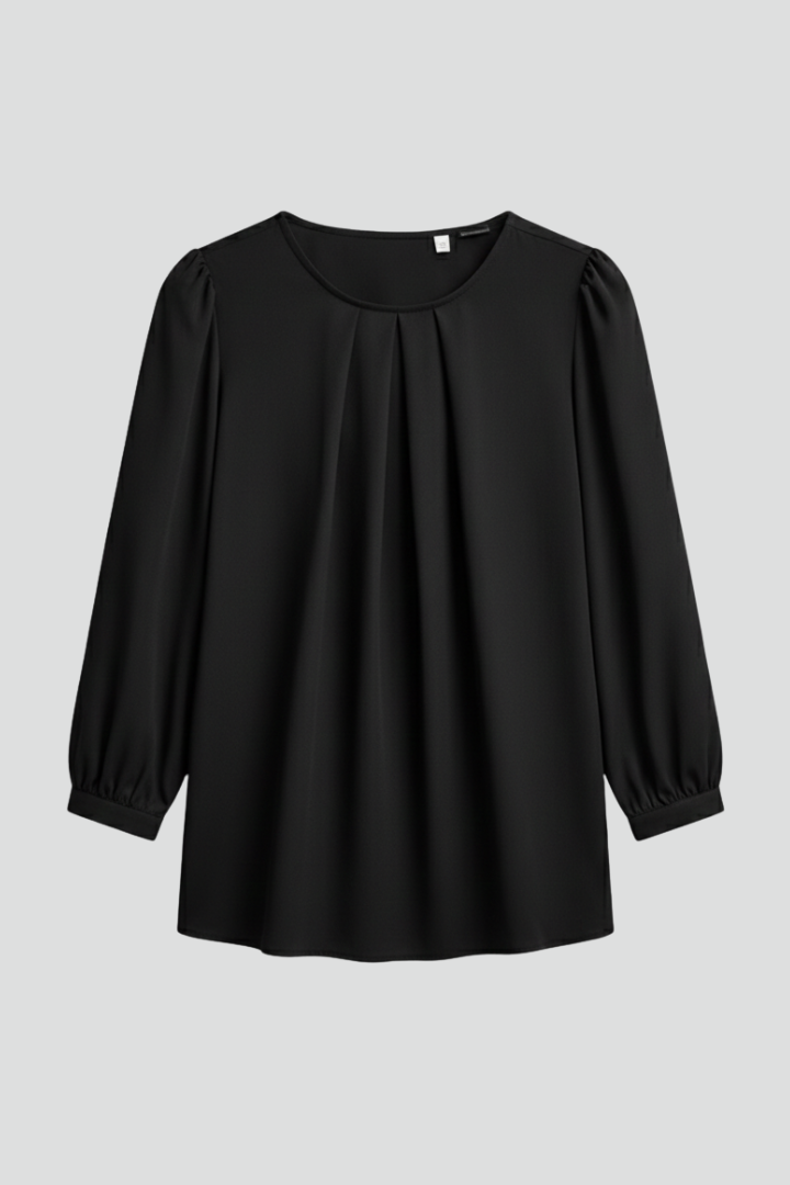 Amelia | Blouse with Round Neckline and Puff Sleeves