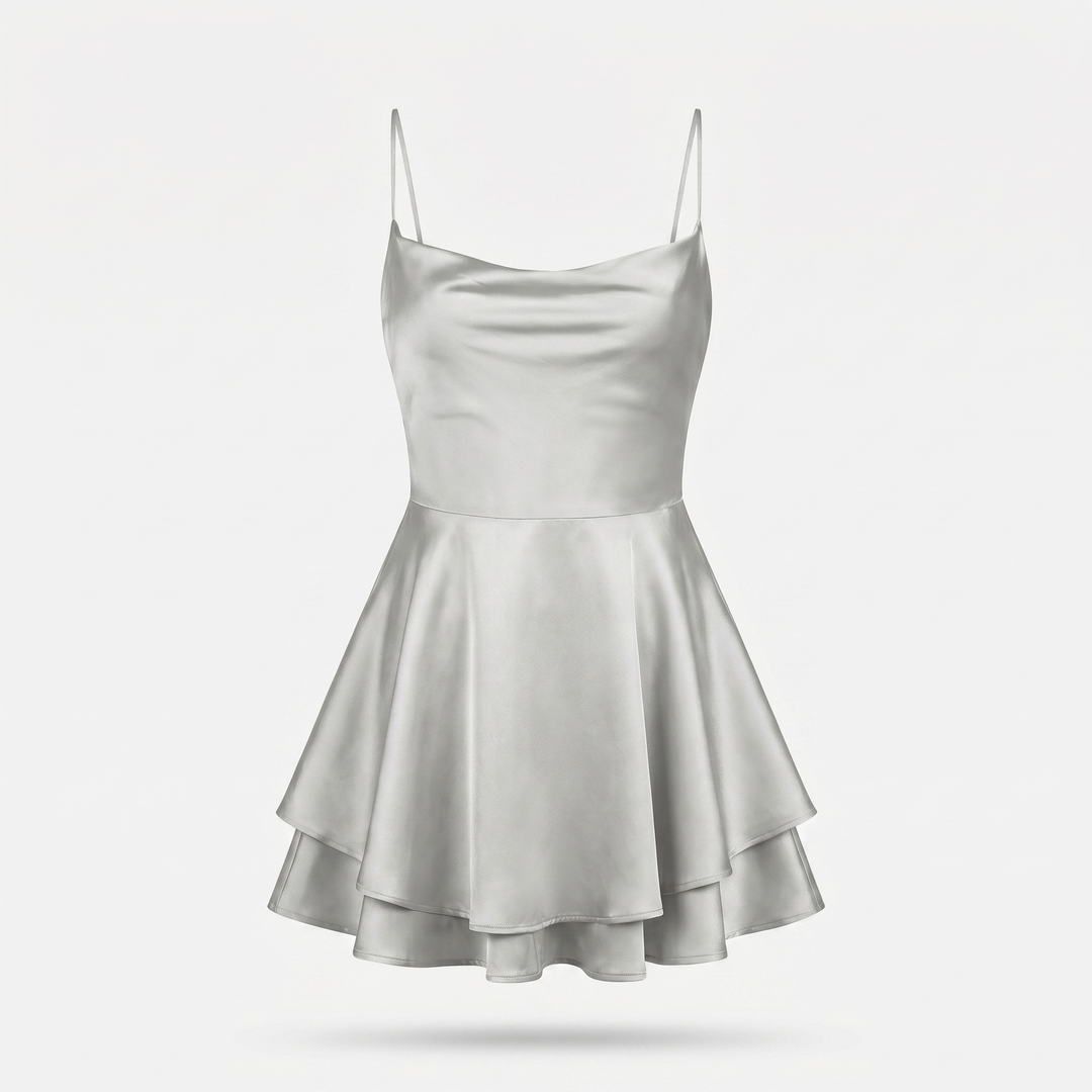 Ivy | Satin Fit & Flare Cowl Neck Mini Dress