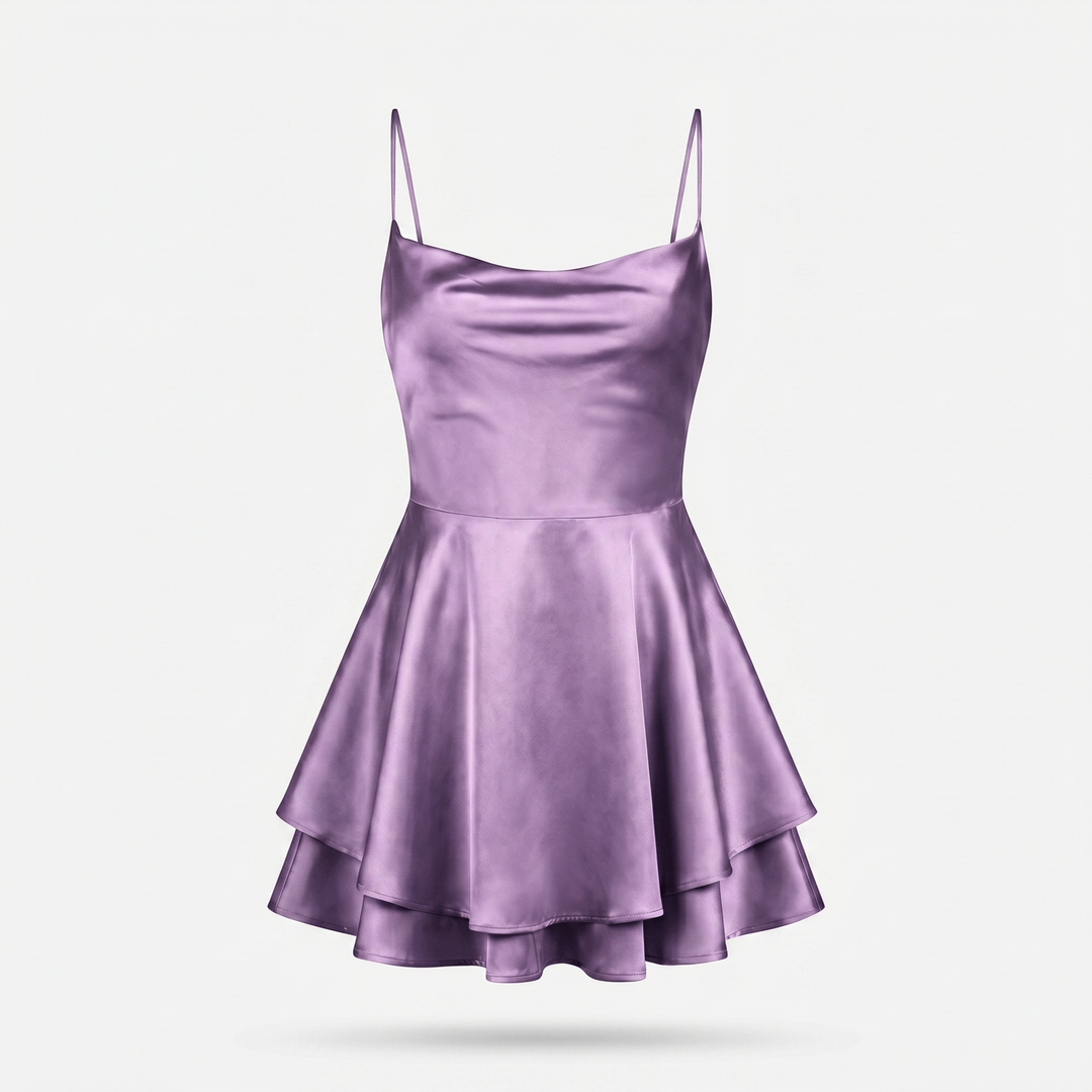 Ivy | Satin Fit & Flare Cowl Neck Mini Dress