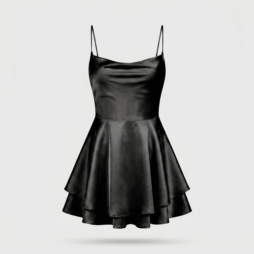 Ivy | Satin Fit & Flare Cowl Neck Mini Dress