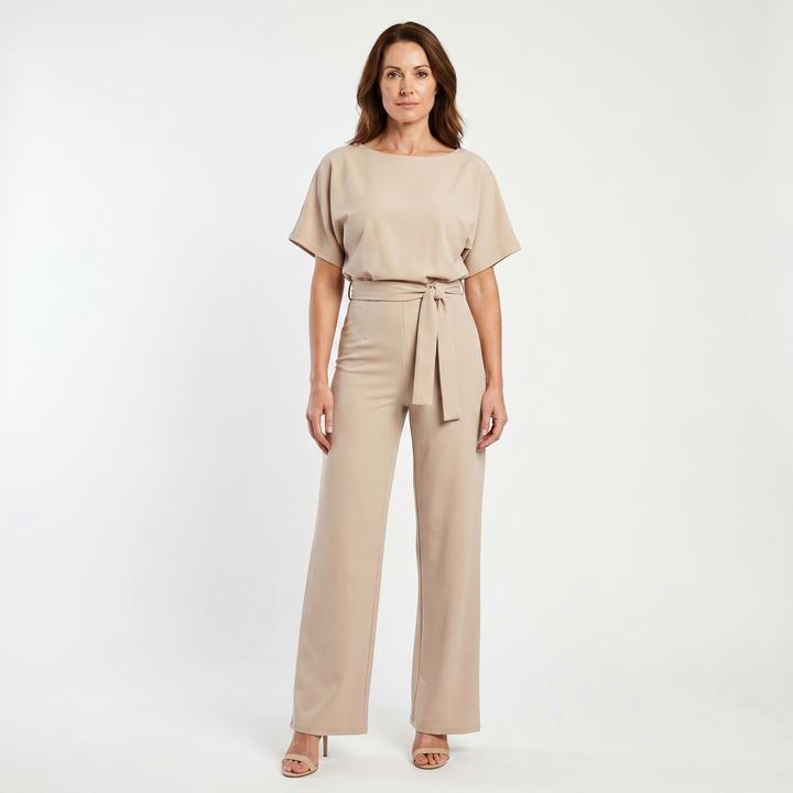 Zara | Satin Set – Wide-Leg with Dolman Sleeves, Waist Belt