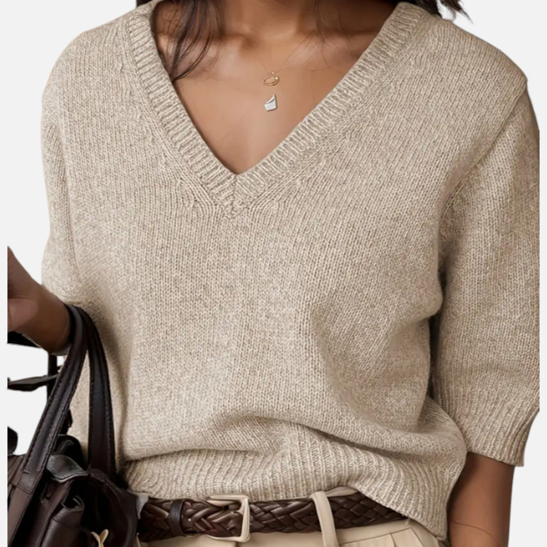 Faye | Elegant V-Neck Knit for Summer Grace