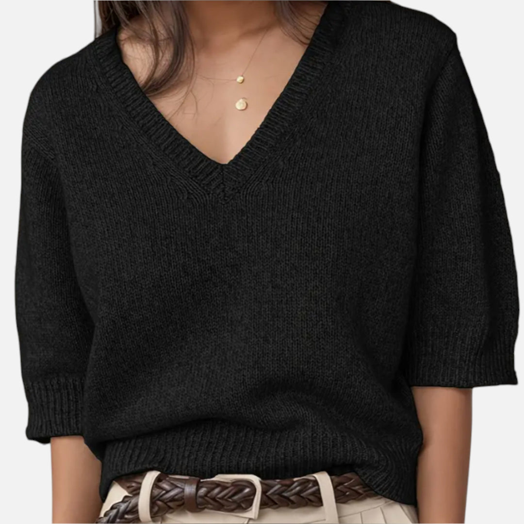Faye | Elegant V-Neck Knit for Summer Grace