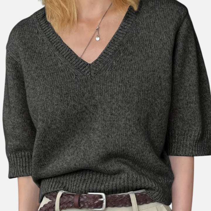 Faye | Elegant V-Neck Knit for Summer Grace