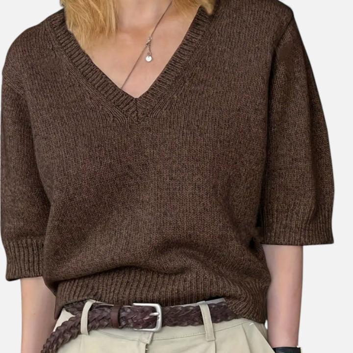 Faye | Elegant V-Neck Knit for Summer Grace