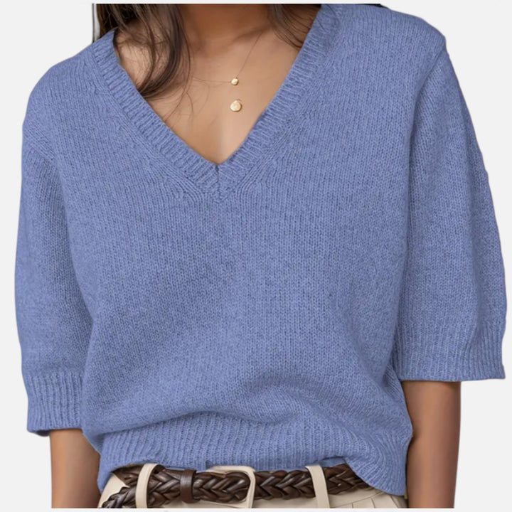 Faye | Elegant V-Neck Knit for Summer Grace