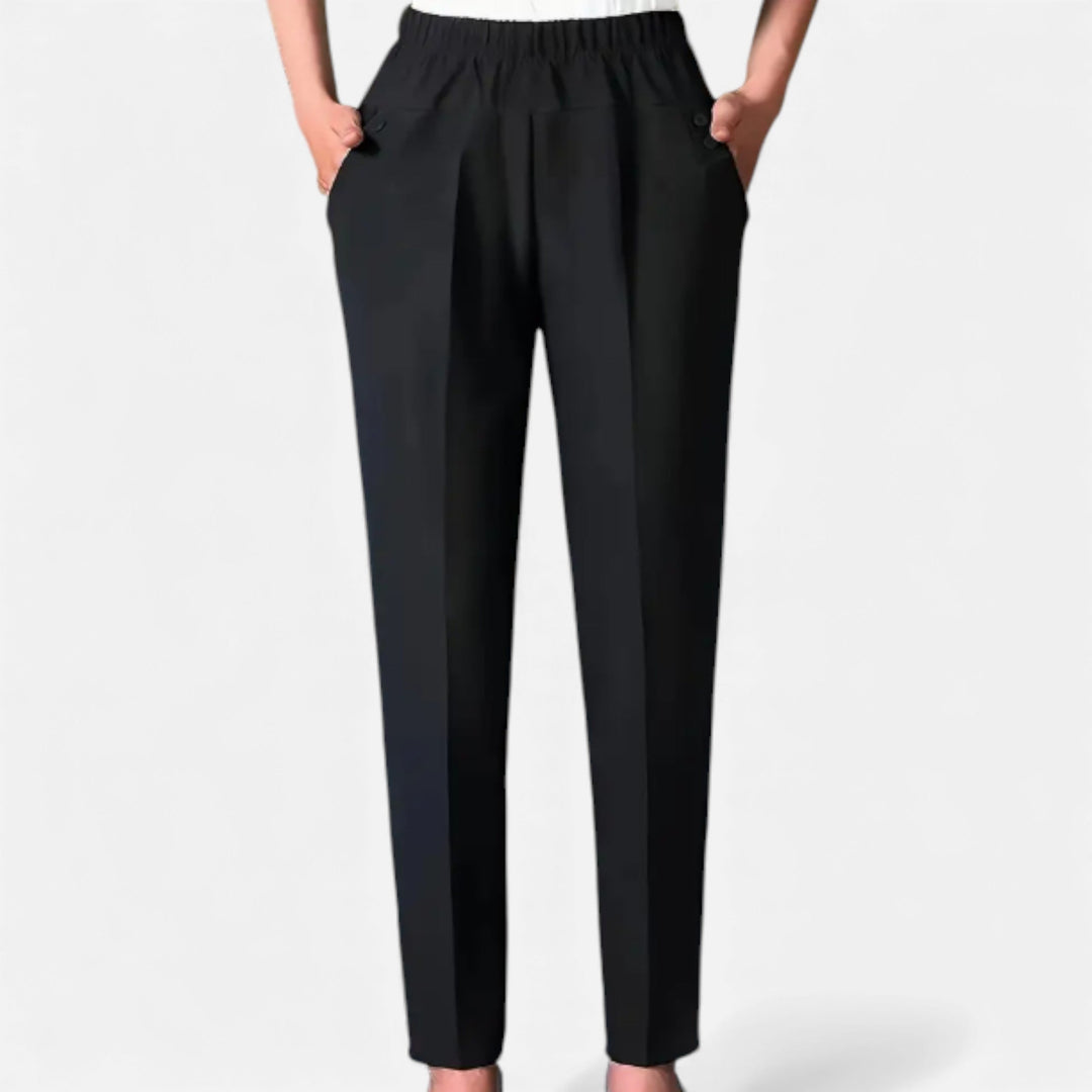 Rhea | Tapered Elegance Trousers with Slant Pockets