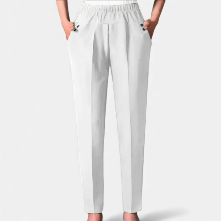 Rhea | Tapered Elegance Trousers with Slant Pockets