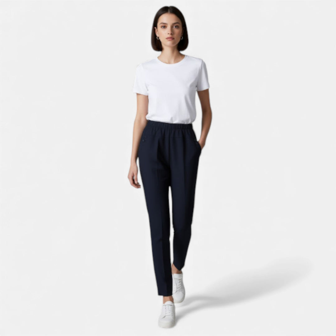 Rhea | Tapered Elegance Trousers with Slant Pockets