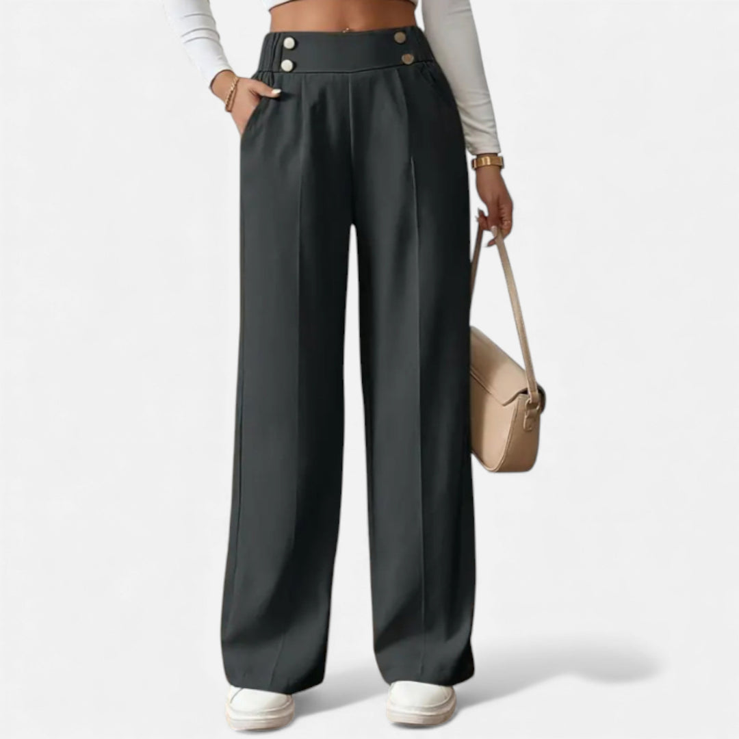 Ariana | Wide-Leg Button Detail Trousers