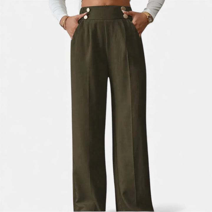 Ariana | Wide-Leg Button Detail Trousers