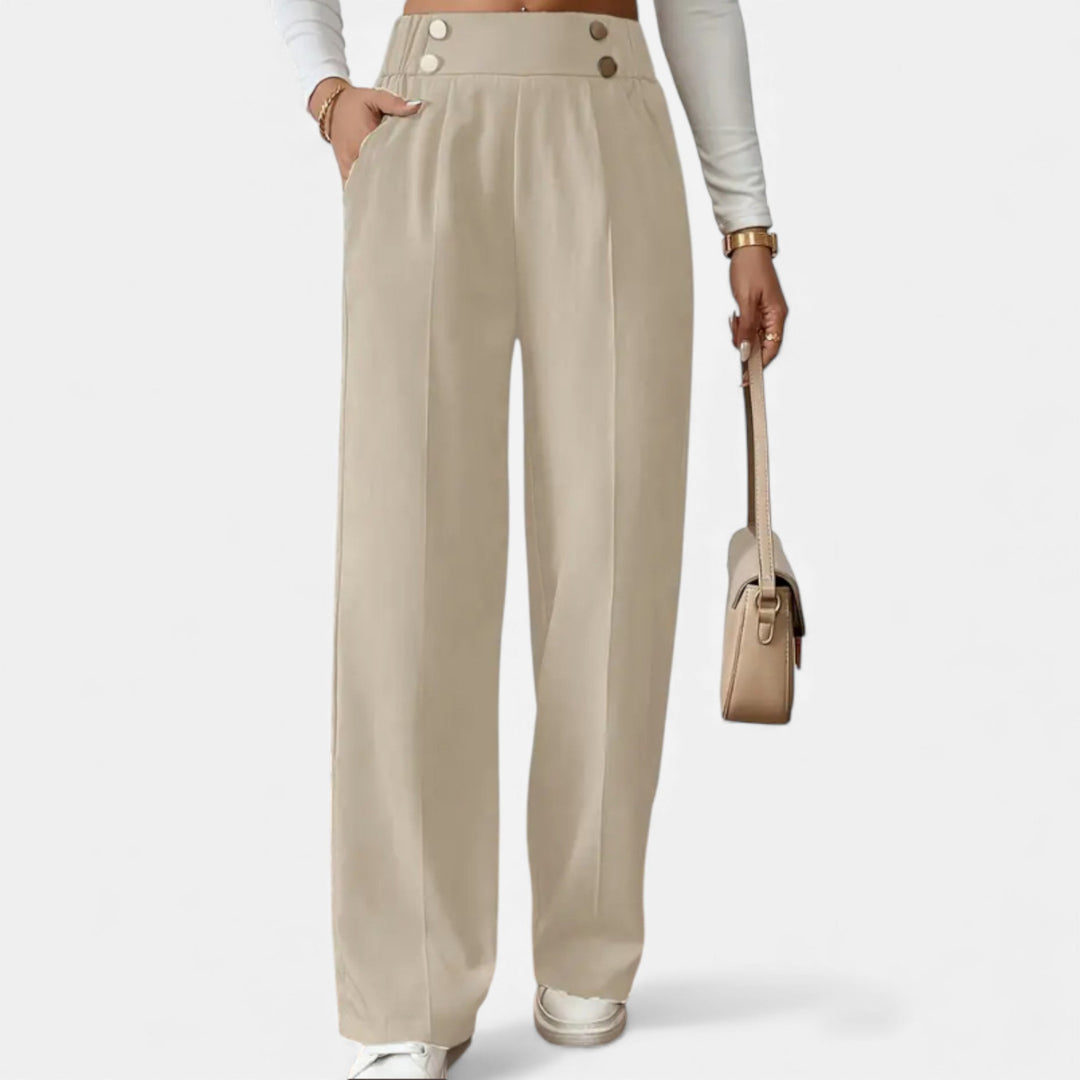 Ariana | Wide-Leg Button Detail Trousers