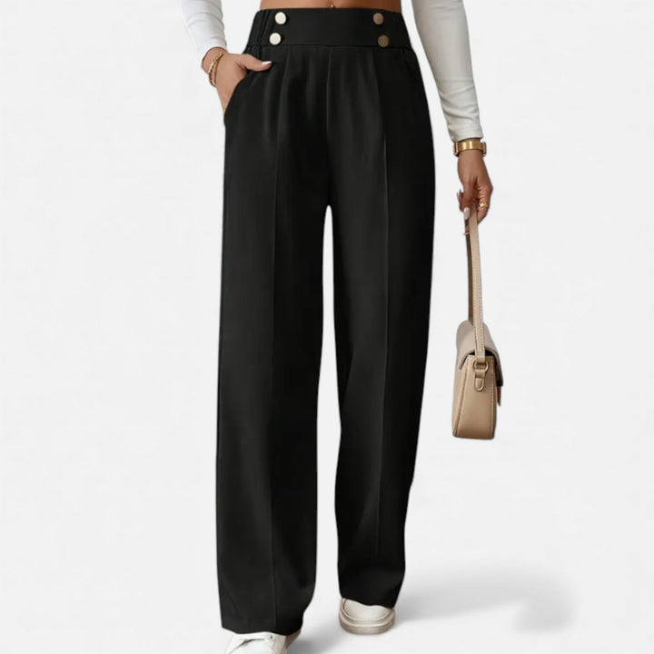 Ariana | Wide-Leg Button Detail Trousers