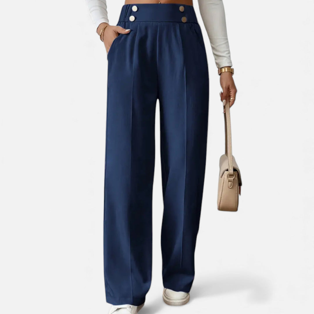 Ariana | Wide-Leg Button Detail Trousers