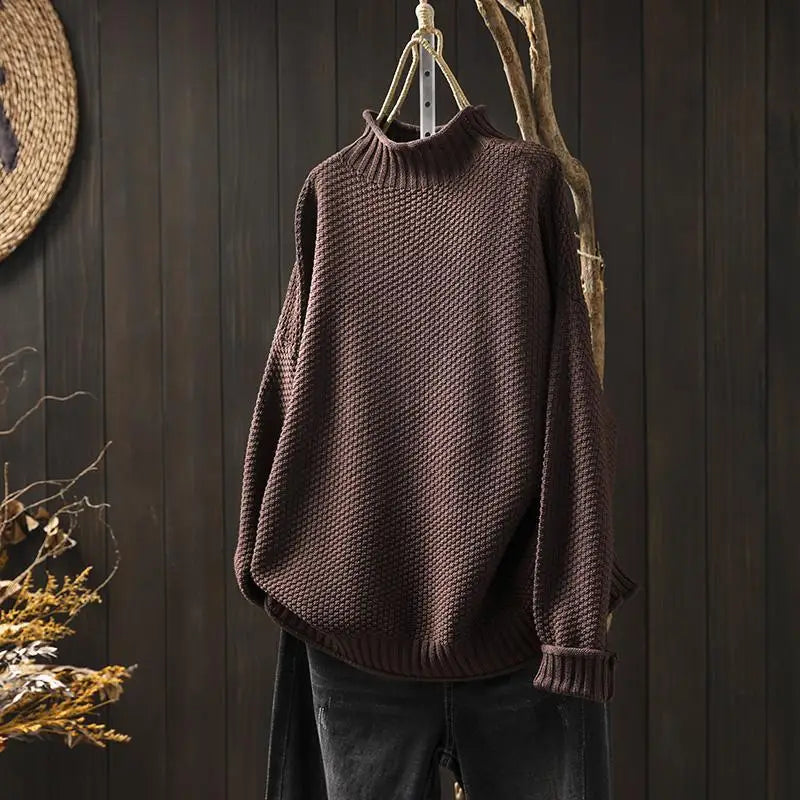 Barbara relaxed knit jumper in Brown by Cévora London