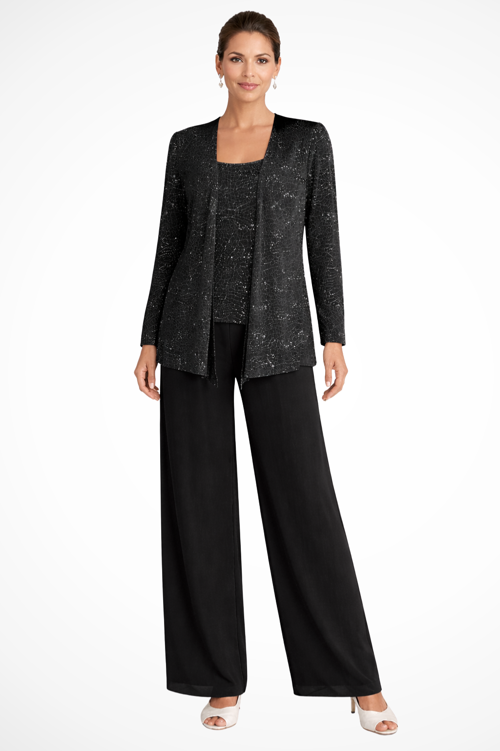 Grace | Sequin Lace Jacket Three Piece Wedding Guest Trouser Suit
