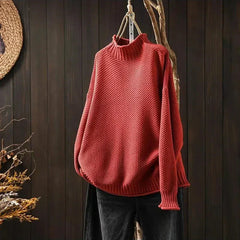 Barbara relaxed knit jumper in Red by Cévora London