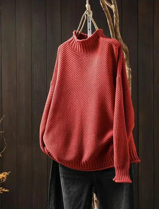 Barbara relaxed knit jumper in Red by Cévora London