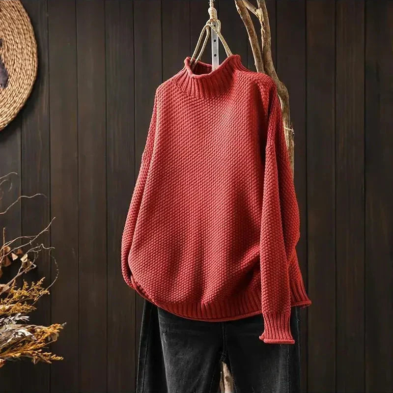 Barbara relaxed knit jumper in Red by Cévora London