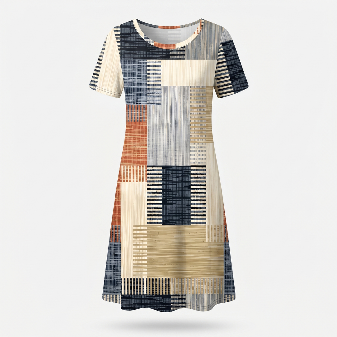 Oriana | Abstract Geometric Print Shift Casual Mini Dress