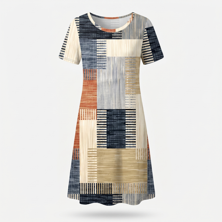 Oriana | Abstract Geometric Print Shift Casual Mini Dress