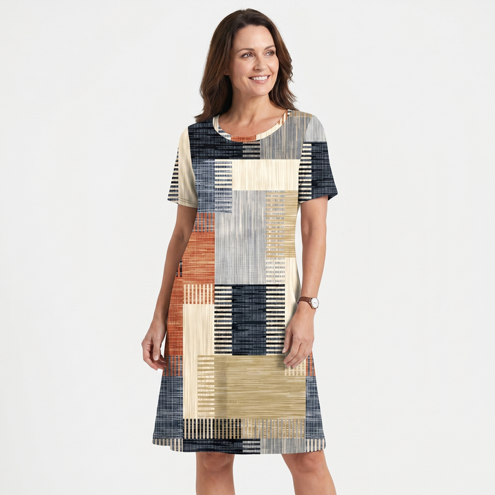 Oriana | Abstract Geometric Print Shift Casual Mini Dress