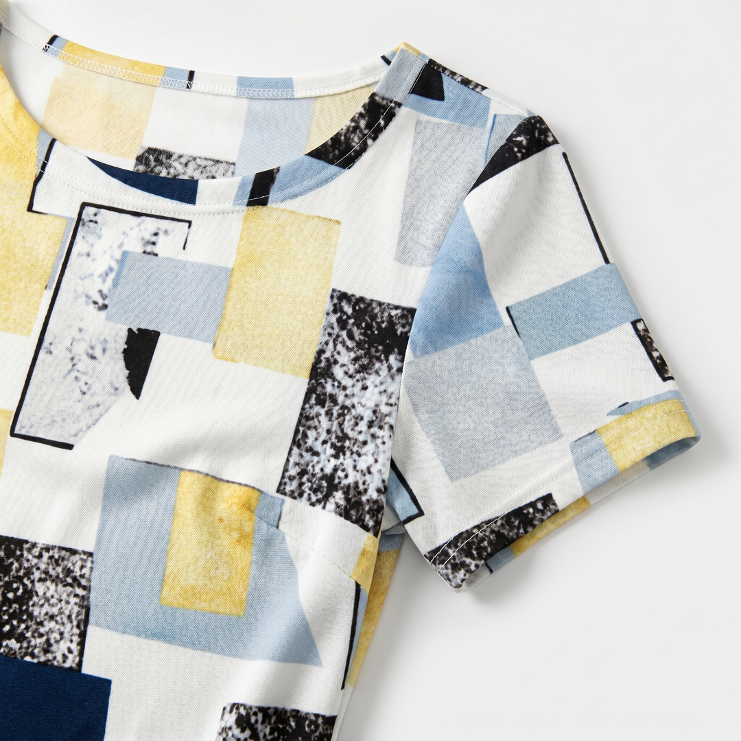 Oriana | Abstract Geometric Print Shift Casual Mini Dress