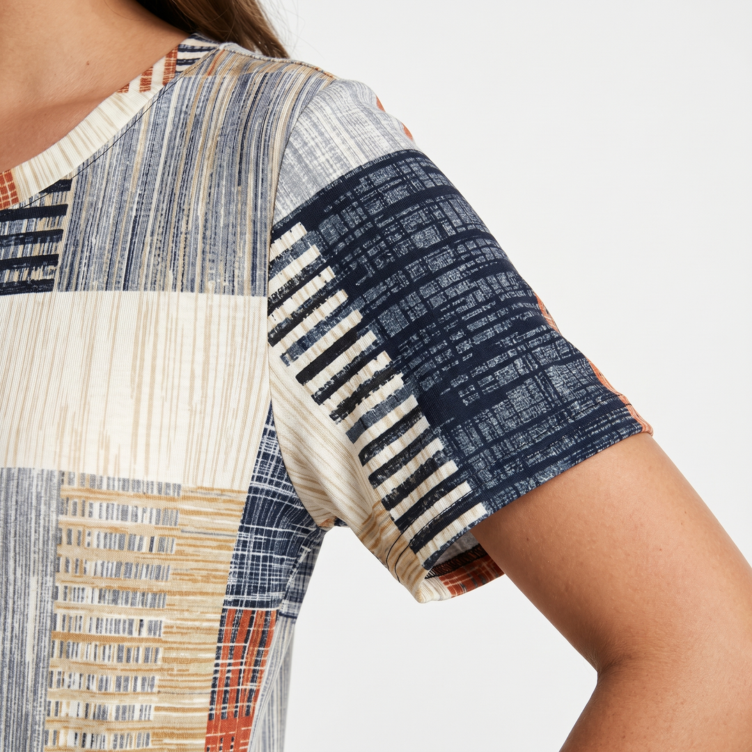Oriana | Abstract Geometric Print Shift Casual Mini Dress