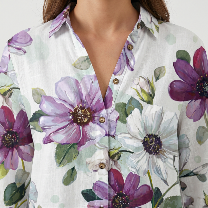 Maisie | Floral Shirt – Marine Life Print with 3/4 Sleeves