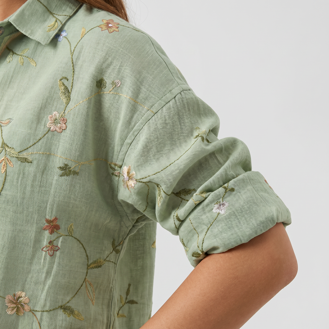 Maisie | Floral Shirt – Marine Life Print with 3/4 Sleeves