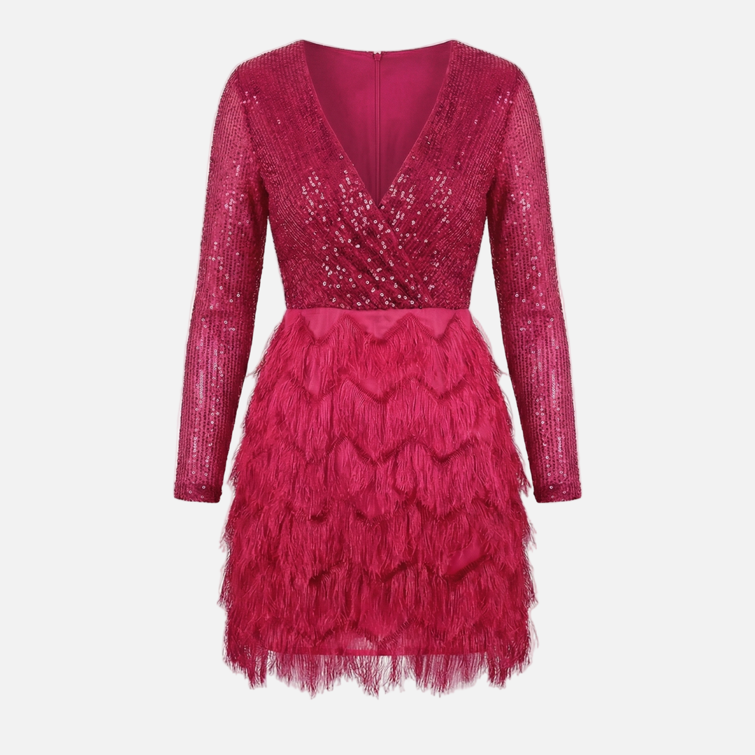 Freya | Sparkly Sequin Mini Dress with Layered Fringe