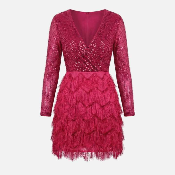 Freya | Sparkly Sequin Mini Dress with Layered Fringe