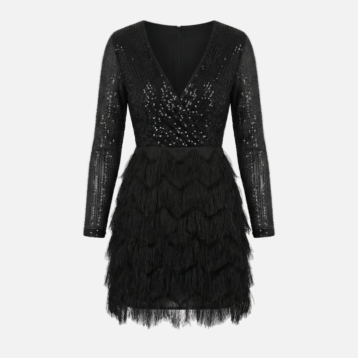 Freya | Sparkly Sequin Mini Dress with Layered Fringe