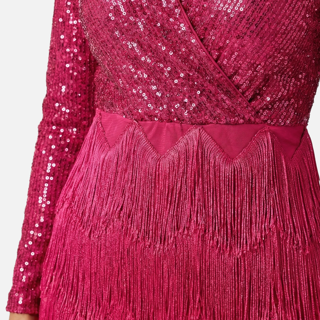 Freya | Sparkly Sequin Mini Dress with Layered Fringe