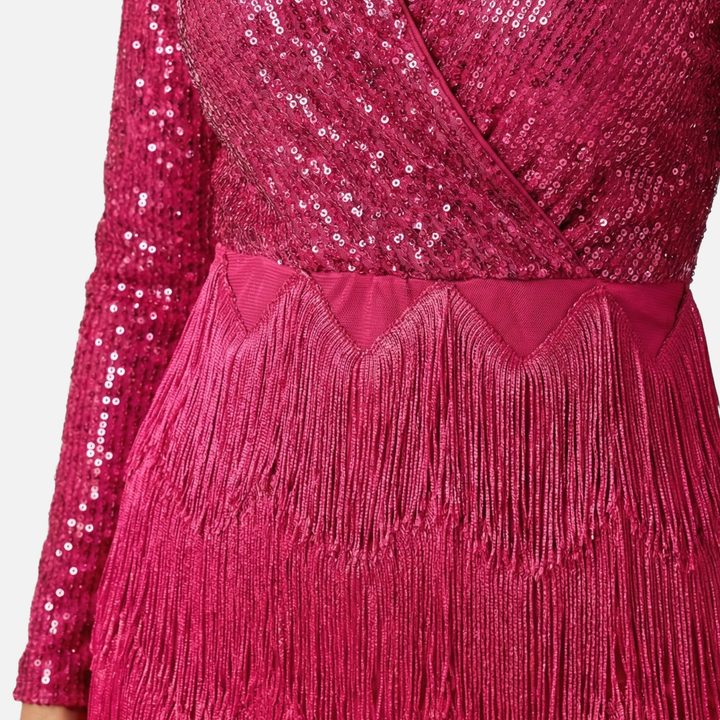 Freya | Sparkly Sequin Mini Dress with Layered Fringe